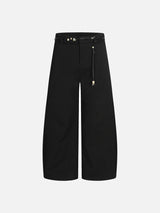 Trendy Wide-Leg Trousers with Decorative Belt