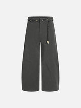 Trendy Wide-Leg Trousers with Decorative Belt