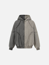 Two-Tone Color-Blocked Oversized Hooded Jacket