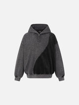 Two-Tone Wavy Seam Hooded Pullover