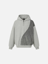 Two-Tone Wavy Seam Hooded Pullover