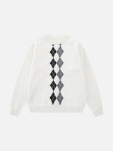 Vertical Argyle Pattern Knit Sweater