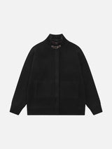 Vertical Ribbed Mock Neck Jacket with Straps