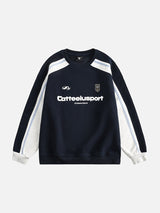 Color-Blocked Crewneck Sweatshirt with Emblem