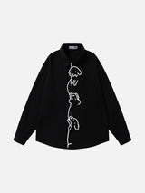 Waffle Knit Cartoon Dog Graphic Shirt