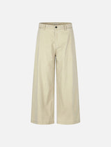 Wide-Leg Light Beige Trousers