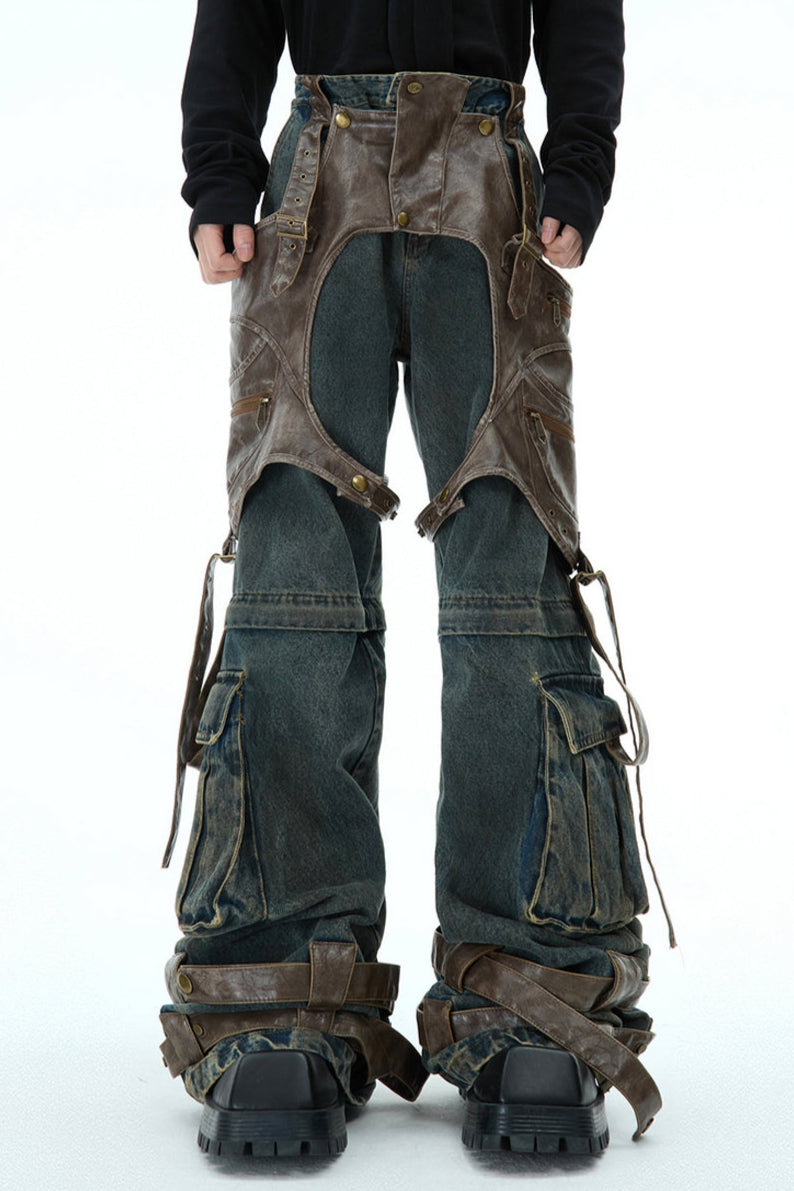 Detachable Patchwork Vintage Jeans