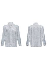 Liquid Texture Shine Layered Shoulder Shirt