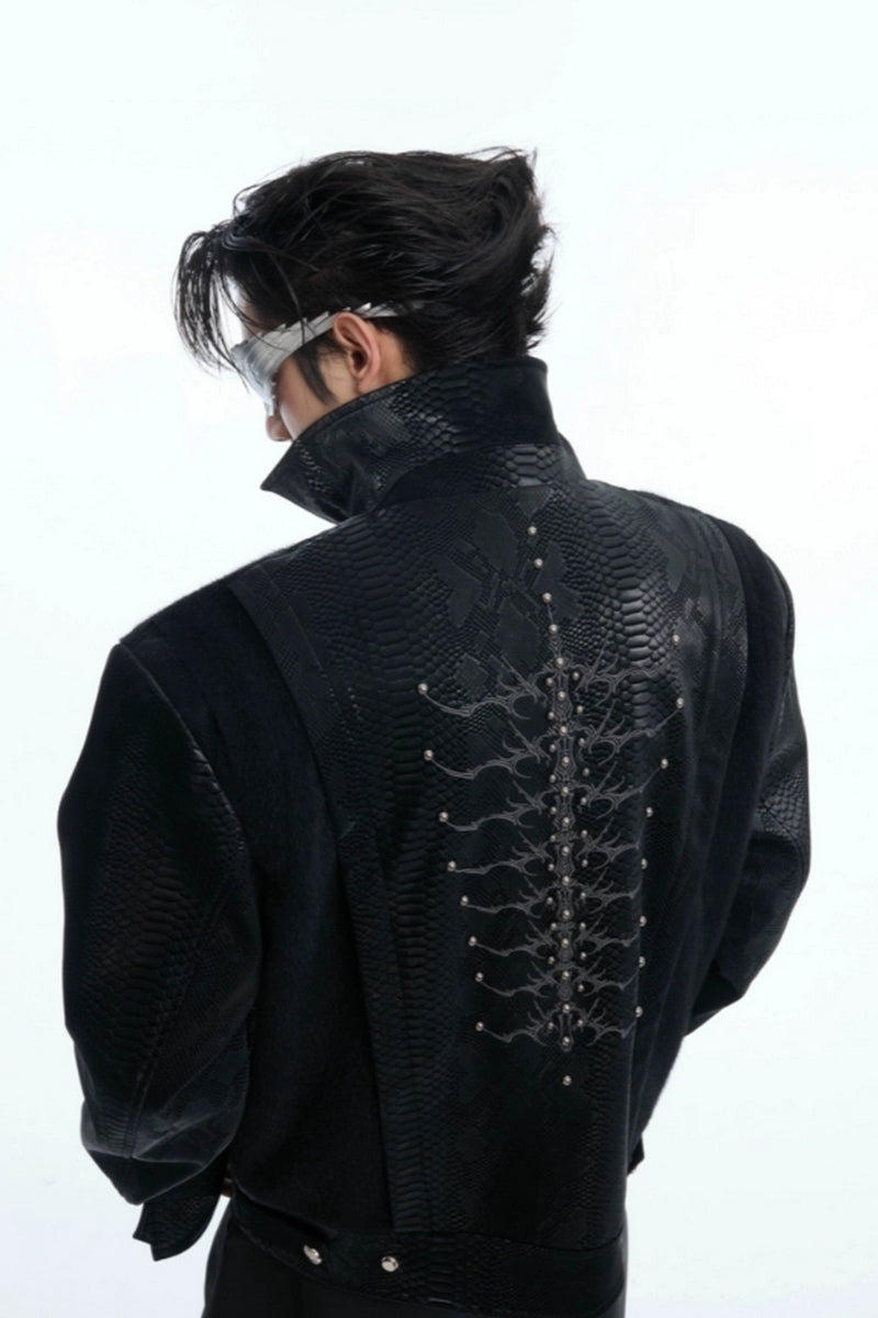 PU-Jacke mit Schlangenmuster 
