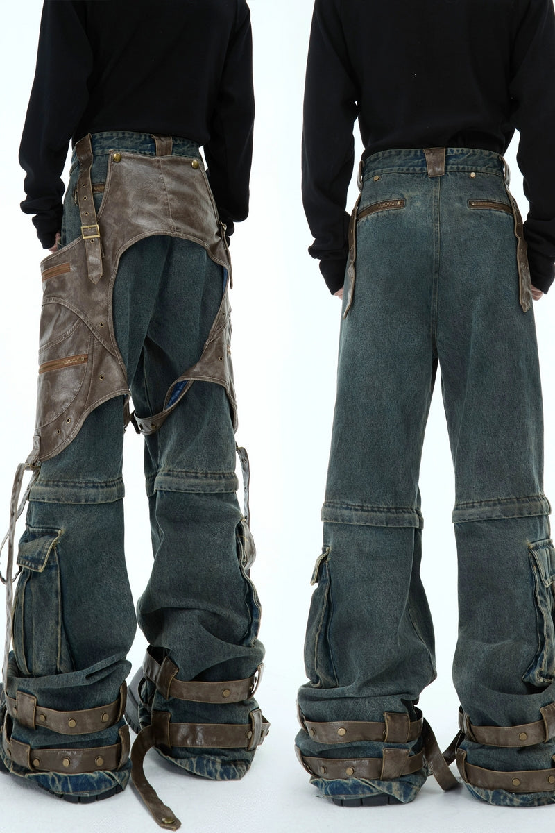 Detachable Patchwork Vintage Jeans