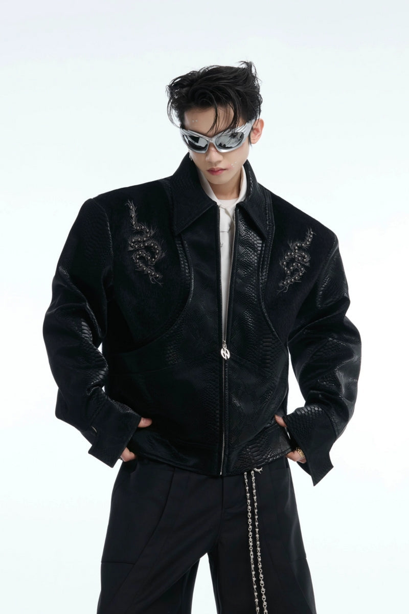 PU-Jacke mit Schlangenmuster 