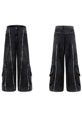 Distressed Denim Jacket and Cargo Jeans Set