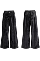 Metal Button Snake Texture Pants