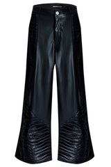 Matte PU Leather Crinkle Straight Pants