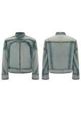 Vintage Washed Pierced Denim Jacket
