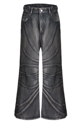 Vintage Washed Patchwork Flare Jeans 