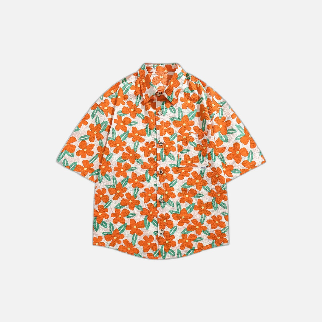 Chemise à manches courtes tendance à imprimé floral hawaïen