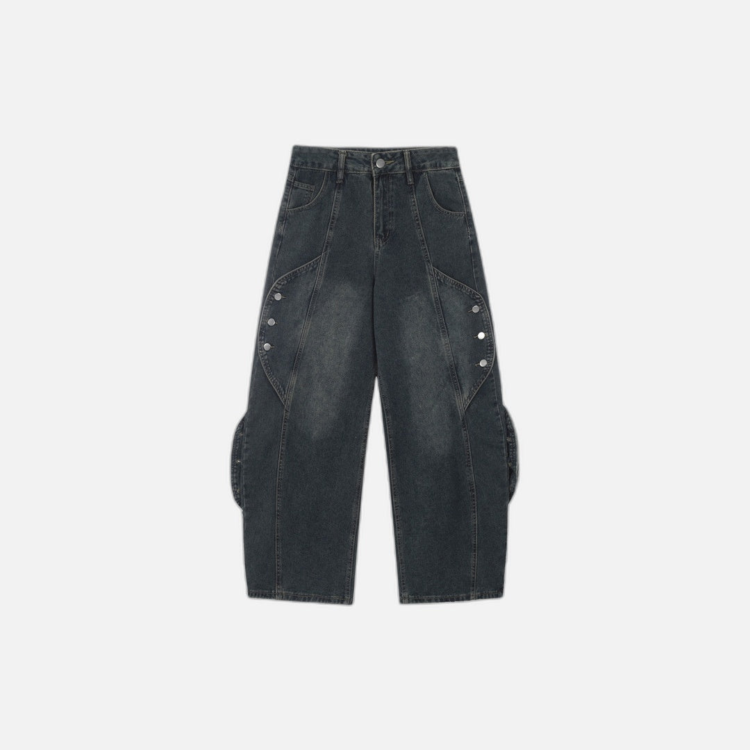 American Style Decorative Button Jeans Pants