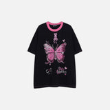 Freizeit-T-Shirt mit Rundhalsausschnitt und Schmetterlingsmuster in Farbblock-Optik