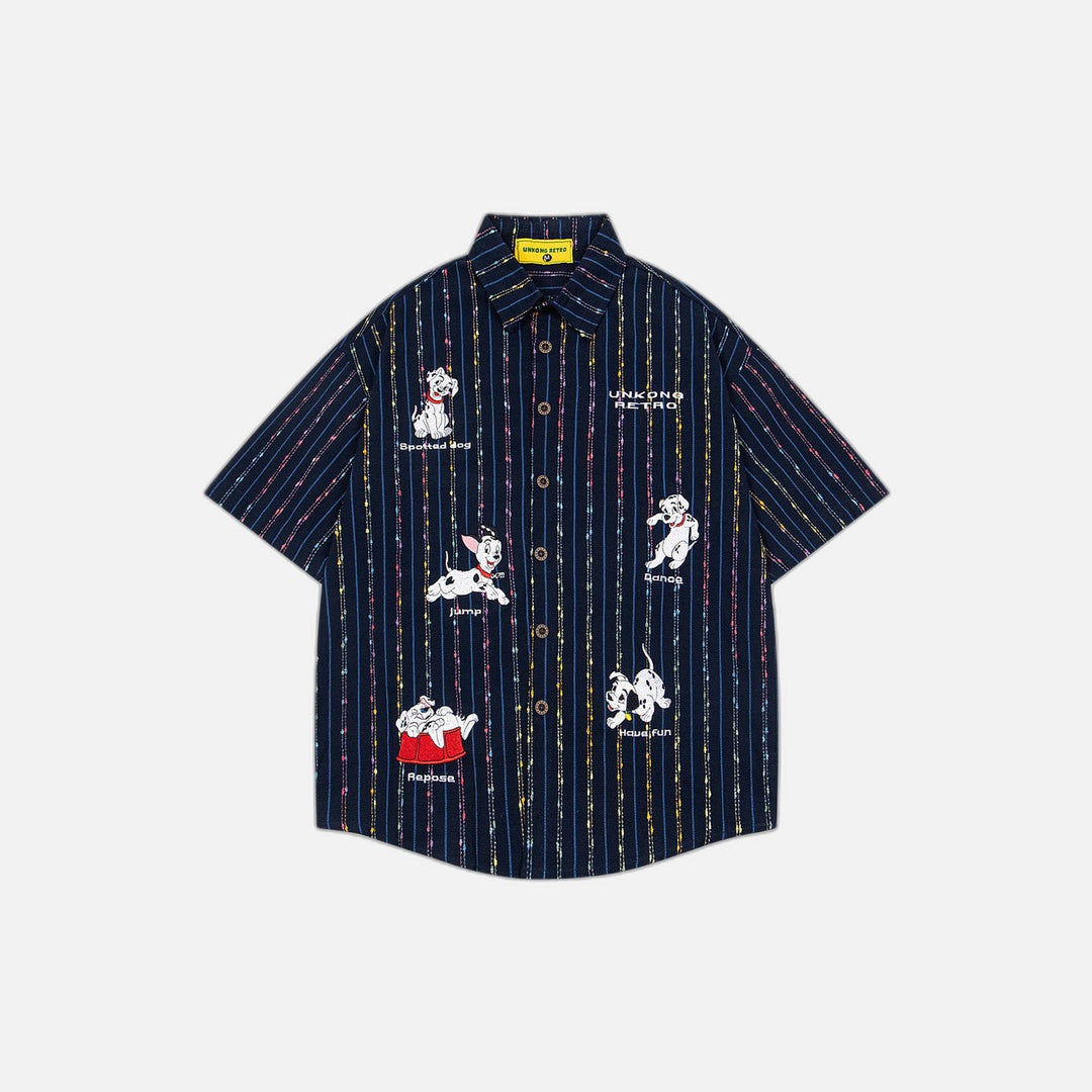 Chemise décontractée à rayures colorées avec motif dessin animé