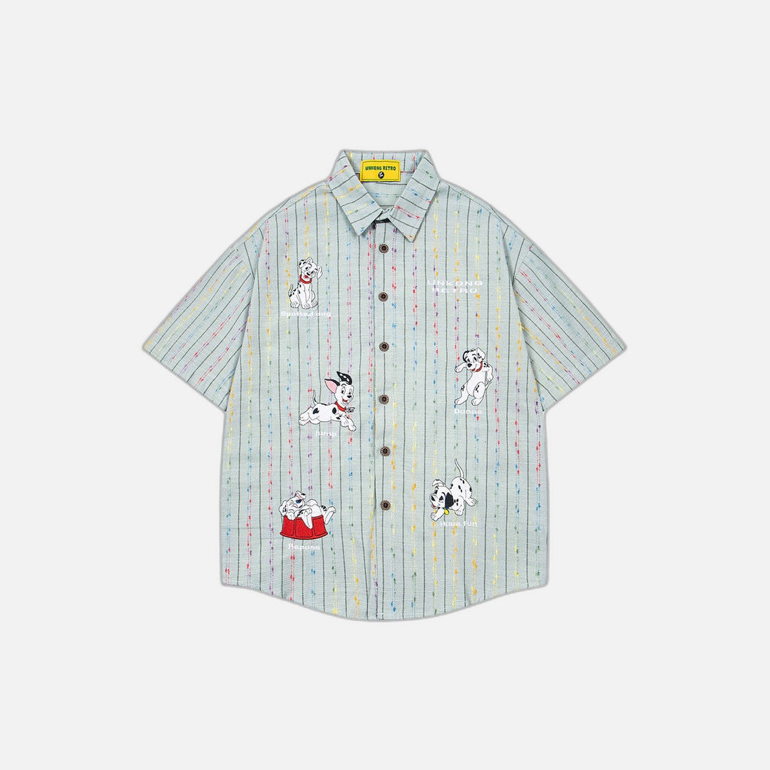 Chemise décontractée à rayures colorées avec motif dessin animé