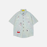 Chemise décontractée à rayures colorées avec motif dessin animé