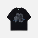 American Flag Dog Print Round T-Shirt