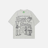 Lässiges T-Shirt mit Rundhalsausschnitt und kreativem Cartoon-Print