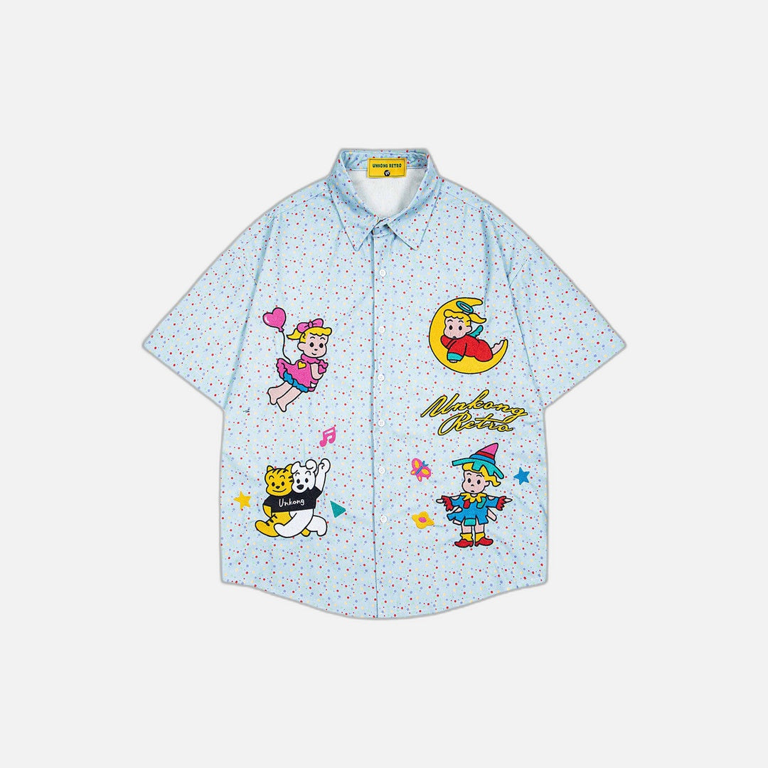 Chemise tendance à pois et imprimé dessin animé