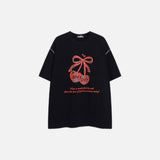 T-shirt à manches courtes imprimé nœud papillon cœur créatif