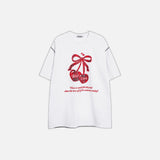 T-shirt à manches courtes imprimé nœud papillon cœur créatif