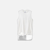ナイフカットクルーネックノースリーブTシャツ