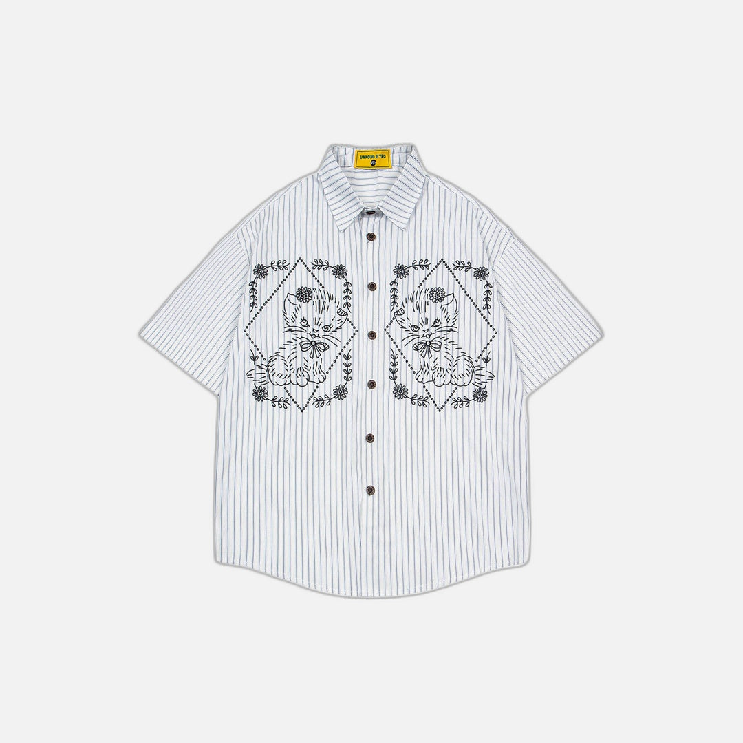 Chemise d'été décontractée brodée de lion
