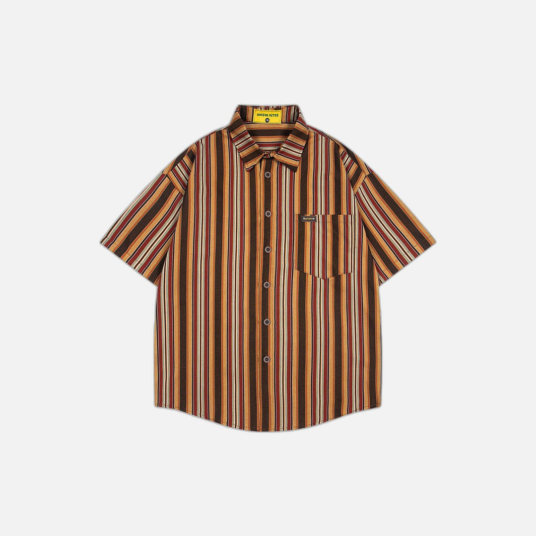 Chemise d'été ample rétro à rayures verticales