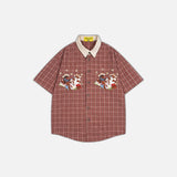 Chemise à carreaux hip-hop ours brodée