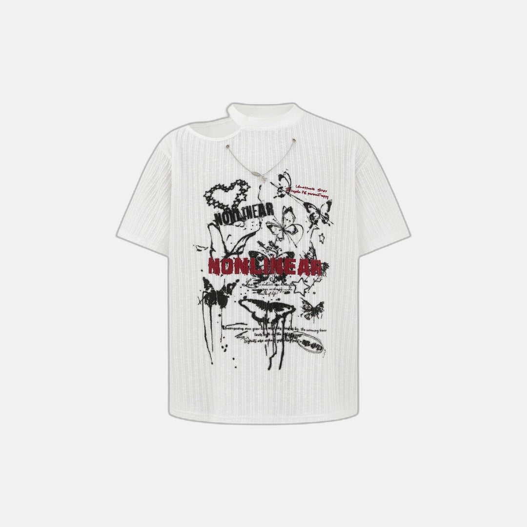 Butterfly Print Casual Round Neck T-Shirt