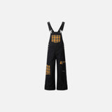 Trendiger Jumpsuit aus Denim mit unregelmäßigem Karomuster und Kontrastmuster
