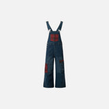 Trendiger Jumpsuit aus Denim mit unregelmäßigem Karomuster und Kontrastmuster