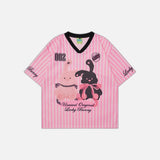Trendy Striped Cartoon Print T-Shirt