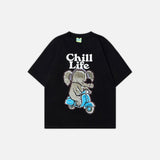 American Style Elephant Print Short-Sleeved T-Shirt