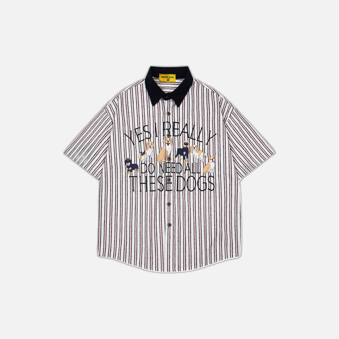 Chemise ample à rayures de dessin animé à manches courtes
