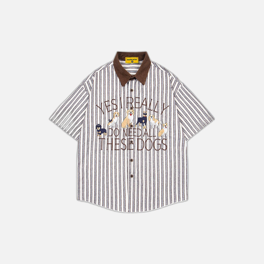 Chemise ample à rayures de dessin animé à manches courtes