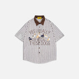 Chemise ample à rayures de dessin animé à manches courtes