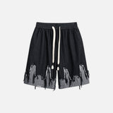 Whimsical Colorblock Cat Denim Shorts