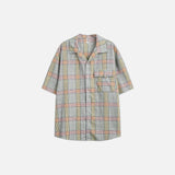Chemise courte décontractée à carreaux rétro