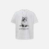 American Style Cat Print Decorative T-Shirt