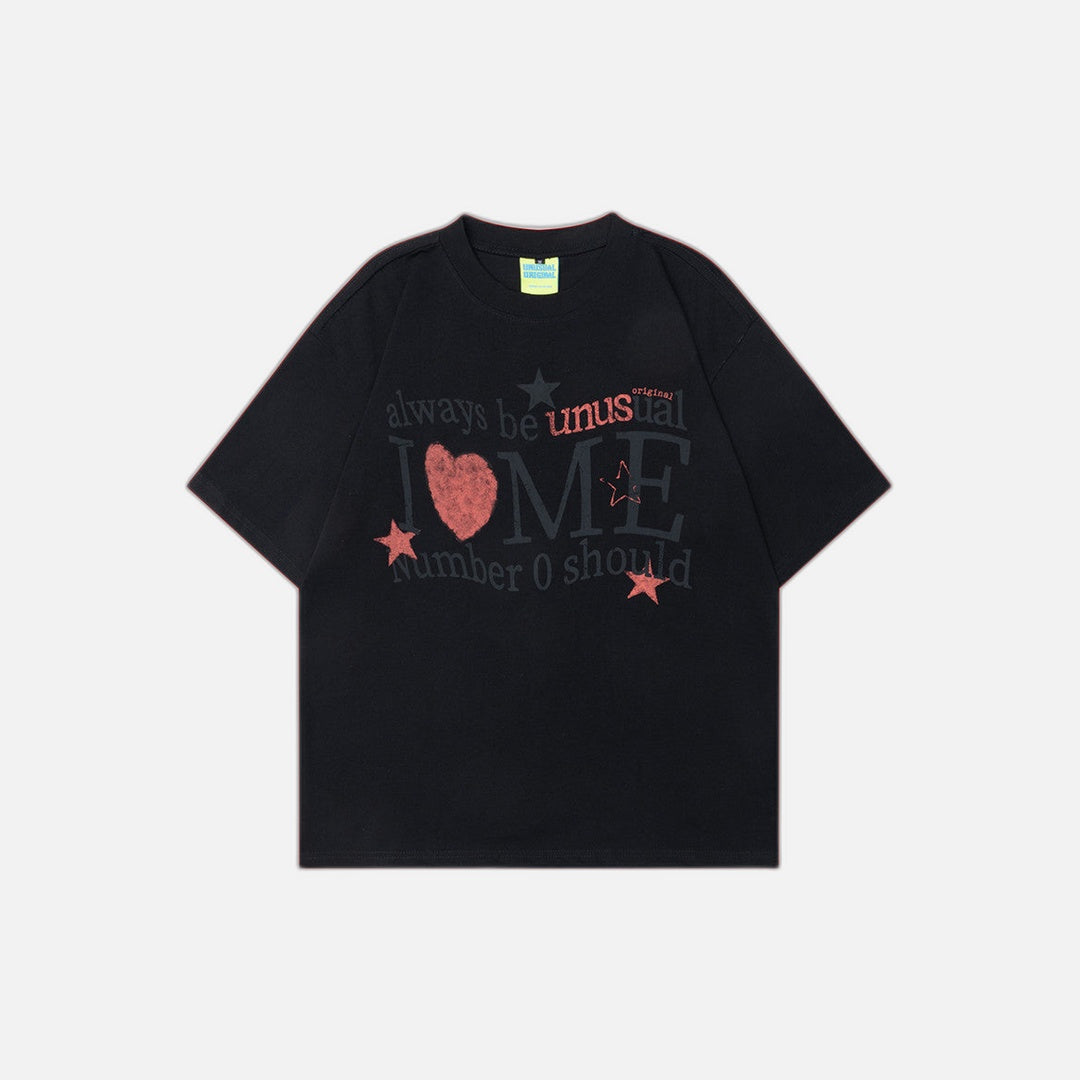 T-shirt imprimé lettre d'amour style américain 