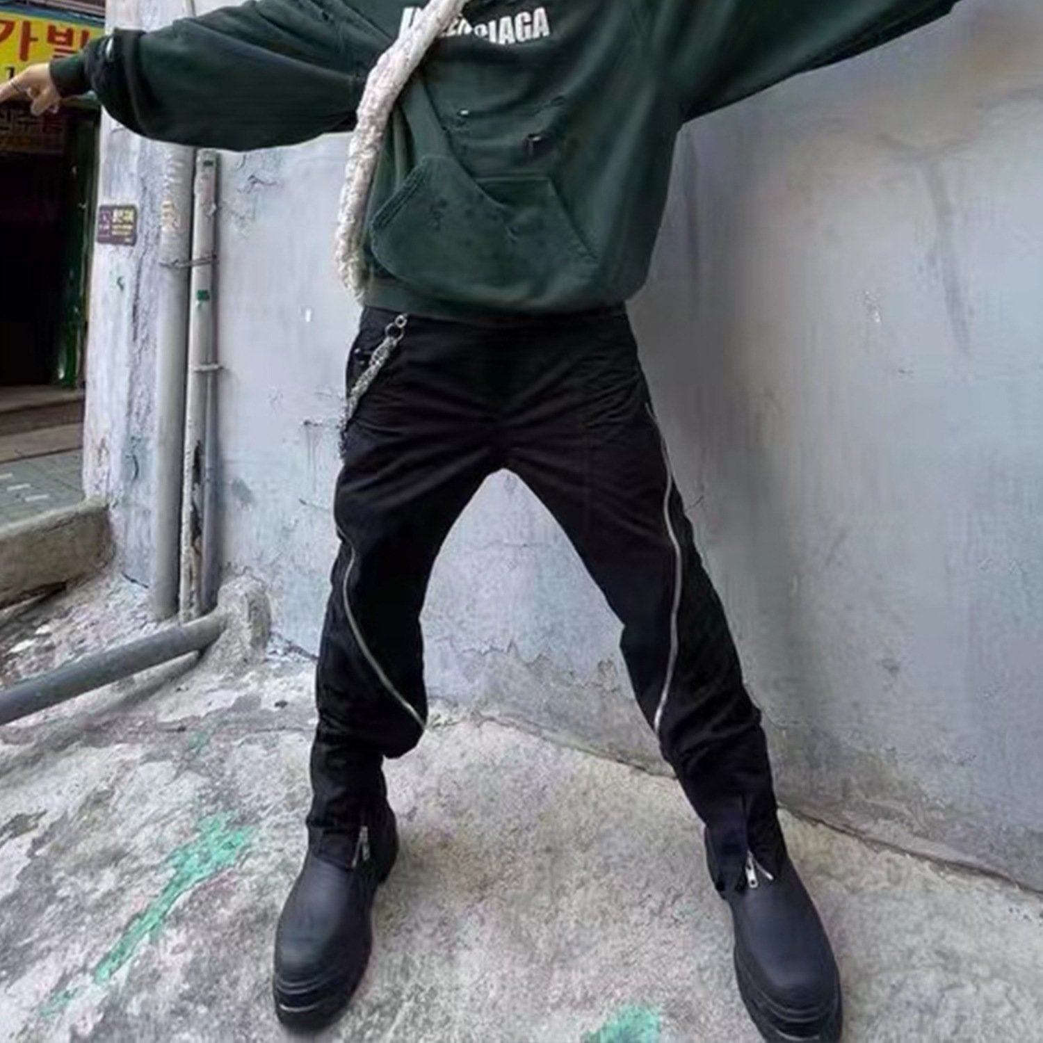 빈티지 스파이럴 집업 청바지