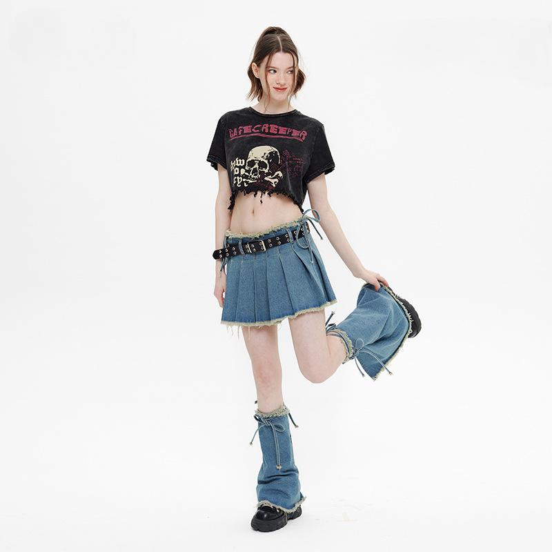 Skull Loose Damen-Crop-Top
